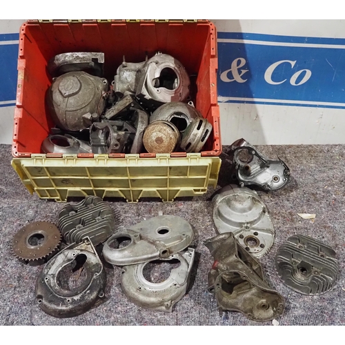 657 - Assorted Villiers engine and gearbox casings and heads
