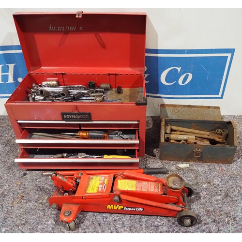 662 - Car jack, toolbox, tool chest and contents