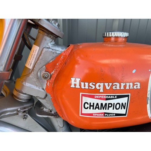 1002A - Husqvarna CR450 motorcycle. 1972. 450cc.
Number board signed by Malcolm Smith and featured in classi... 