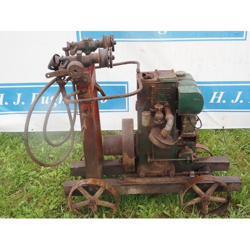 110 - Lister shearing set on 4 wheel trolley and lister D stationary engine Type DH13. SN-1721