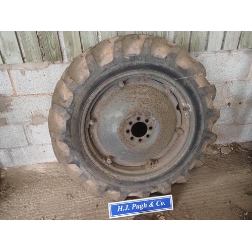 80 - Ferguson rear tractor 8 stud solid wheel centre and tyre 10-28