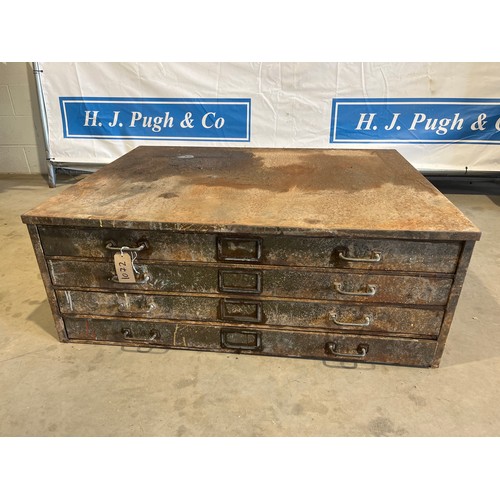 221 - Metal 4 drawer map chest