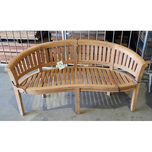 349 - Teak kidney shaped bench