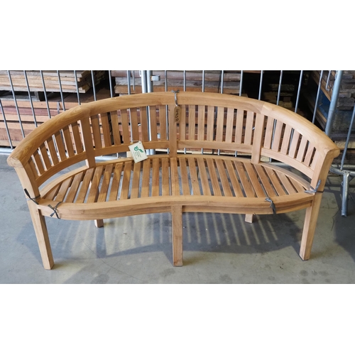 350 - Teak kidney shaped bench