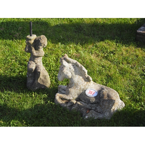 387 - Horse statue and water feature