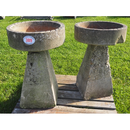 389 - Pair of planters on staddle stone bases