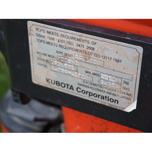 1507 - Kubota RP1100 mini digger. 2019. Model no. K008-3. S/No. 182K589. 09829 hours showing. Runs. Key in ... 