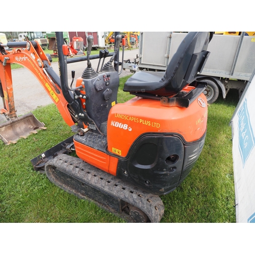 1507 - Kubota RP1100 mini digger. 2019. Model no. K008-3. S/No. 182K589. 09829 hours showing. Runs. Key in ... 