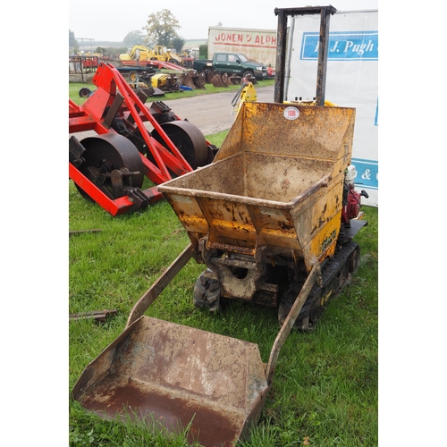 1698 - JCB track dumper with loading shovel. Needs new starter motor. Good tracks