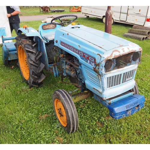 1724 - Hinomoto E16 compact tractor with Hinomoto rotavator. Runs and drives