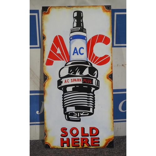 793 - Reproduction of an original enamel sign, hand painted onto board - AC Spark Plugs 39