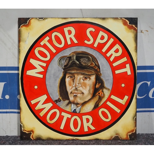 796 - Reproduction of an original enamel sign, hand painted onto board - Motor Spirit 25