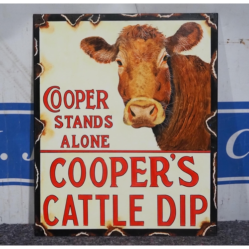 797 - Reproduction of an original enamel sign, hand painted onto board - Cooper Cattle Dip 26