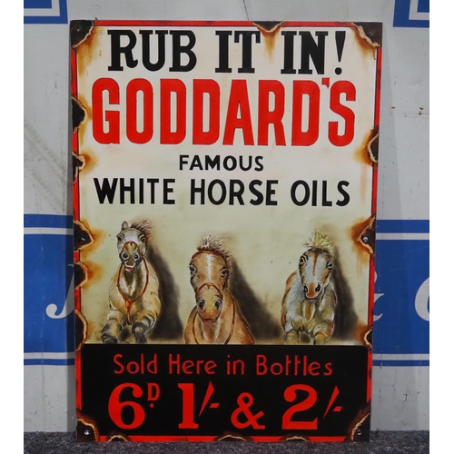 800 - Reproduction of an original enamel sign, hand painted onto board - Goddard's Horse Oils 27