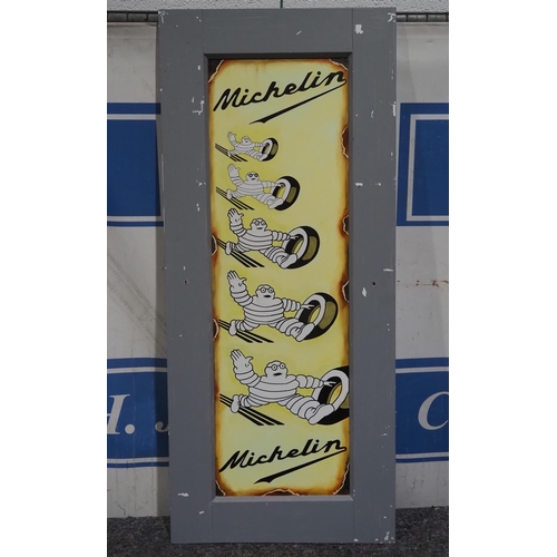 802 - Reproduction of an original enamel sign, hand painted onto board - Michelin Tyres 45