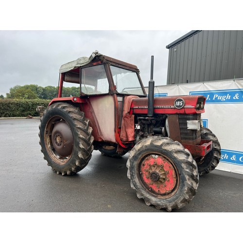 774 - Massey Ferguson 185 4wd tractor. Runs and drives, 6327 hours showing. Reg. HNT 803N