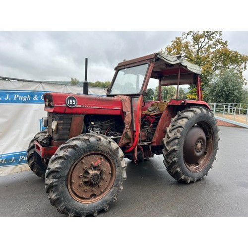 774 - Massey Ferguson 185 4wd tractor. Runs and drives, 6327 hours showing. Reg. HNT 803N