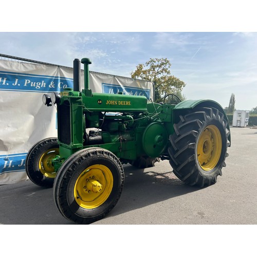 784 - John Deere AR petrol TVO tractor. 1948. Serial no. 26994. Electric start, runs well