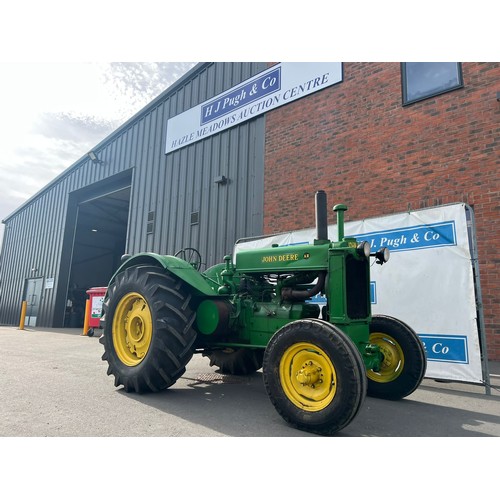 784 - John Deere AR petrol TVO tractor. 1948. Serial no. 26994. Electric start, runs well