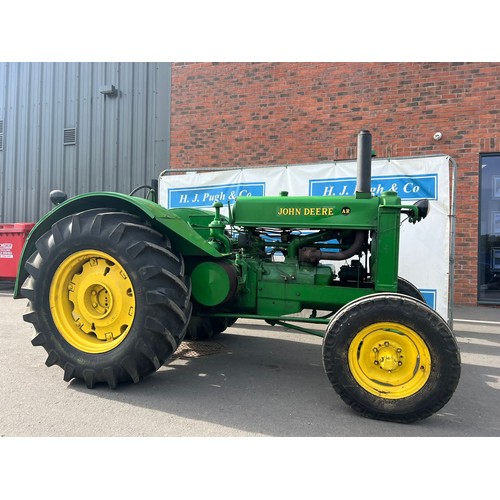 784 - John Deere AR petrol TVO tractor. 1948. Serial no. 26994. Electric start, runs well