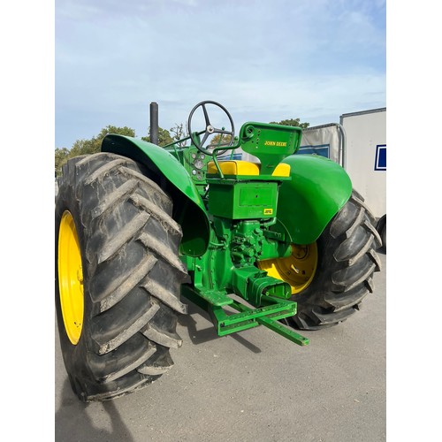 783 - John Deere 70 diesel tractor. 1954. Brass tag serial no. 7038251. Power steering, back tyres as new,... 