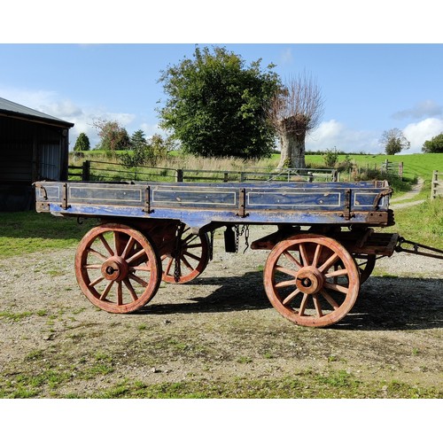 711 - 4 Wheeled dray c/w horse shafts. Maker Bert Fawke, Brimfield, Herefordshire