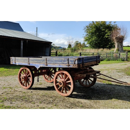 711 - 4 Wheeled dray c/w horse shafts. Maker Bert Fawke, Brimfield, Herefordshire