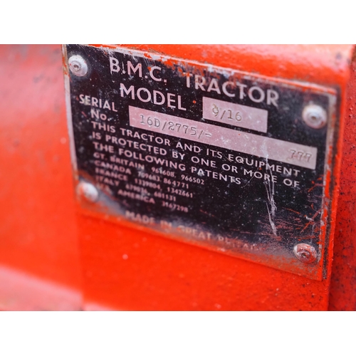 753 - BMC mini tractor on grass tyres. Model 9/16, serial no. 16D/2775/777.