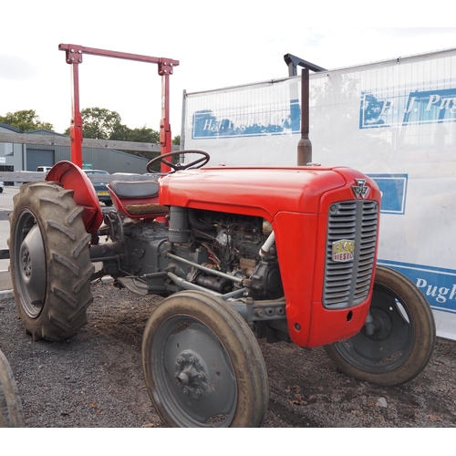 754 - Massey Ferguson 35 tractor. Sirocco roll frame, showing 4357 hours. Fitted with BMC engine. Serial n... 