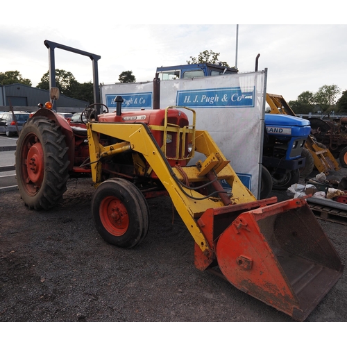 755 - Nuffield 10/60 tractor with loader and roll bar. 1965. Showing 7289 hours, c/w muck fork and bucket.... 