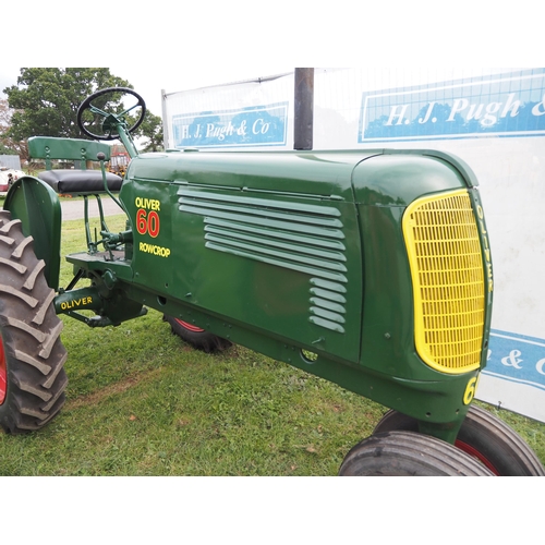 797 - Oliver 60 Row Crop tractor. 1945. Imported. Reg. CJY 53. V5, original operators manual and starting ... 