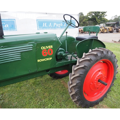 797 - Oliver 60 Row Crop tractor. 1945. Imported. Reg. CJY 53. V5, original operators manual and starting ... 