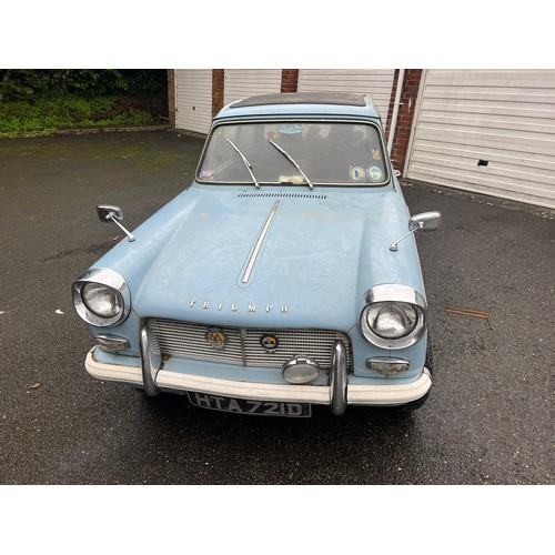 749 - Triumph Herald 12/50 Car. 1966. Petrol. 1147cc. Running and driving when stored around 5 years ago. ... 