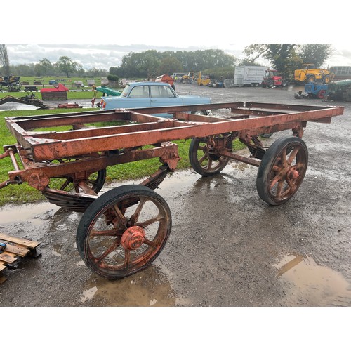 719 - Traction trailer for use behind a steam engine. Cast front hubs read 'Dyson Liverpool'. For restorat... 