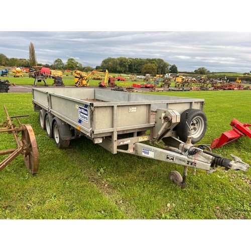 691 - Ifor Williams tri-axle trailer LM146G-3 c/w sides and winch. S/No. G5123509