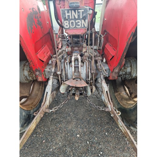 774 - Massey Ferguson 185 4wd tractor. Runs and drives, 6327 hours showing. Reg. HNT 803N