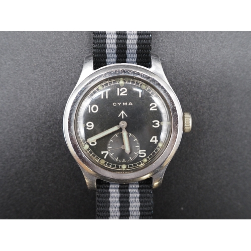 216 - Cyma WWII military wrist watch. This watch has been recently serviced and comes with service documen... 