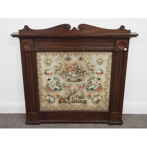 243 - Large antique sampler Mary Ann Hampshire 1845 in ornate mahogany frame 21