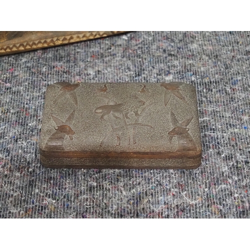 5 - African carved wooden stool and trinket box from Rhodesia