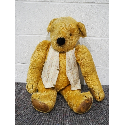 41 - Large vintage teddy bear in waistcoat