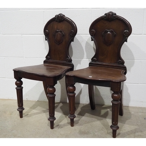 328 - Pair of Victorian hall chairs in mahogany