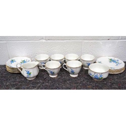 157 - Royal Albert Forget Me Not china set including cups, jug, plates and saucers