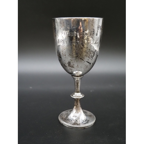 217 - Silver cup marked T. Reynolds Esq. C.C. 6”. Approx. 90.3g