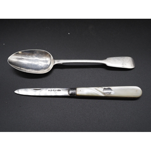 215 - Silver spoon and pen knife