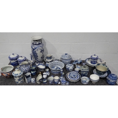61 - Assorted blue and white china to include Spode, Delft Blue and Burleigh ware