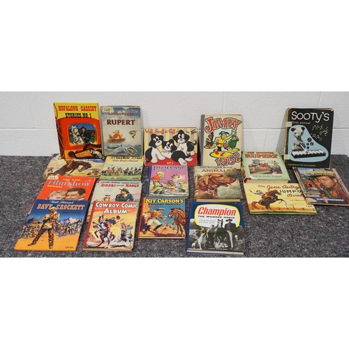 64 - Quantity of vintage annuals and books to include Adventures of Rupert, Jimpy, Buffalo Bill, etc.