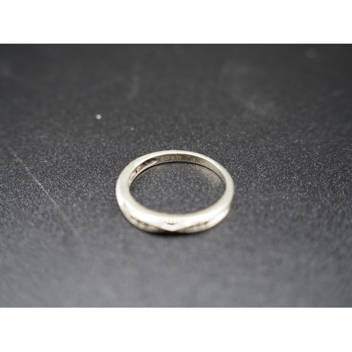 227 - Wedding ring, 9ct gold band with diamonds