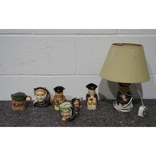 254 - Quantity of miniature Toby Jugs and Toby Jug lamp