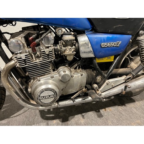 877 - Suzuki GS 650 motorcycle. 1982. 673cc
Frame No- JS1GP71L8C2101429
Engine No- GS650G123271
Vendor sta... 
