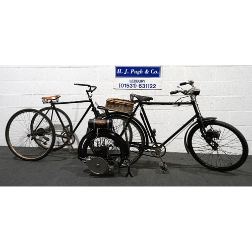 880 - Wall Autowheel Modele de Deluxe gents bicycle. 1914. 113cc.
Frame No. 031176
Engine No. 42793
BSA fr... 